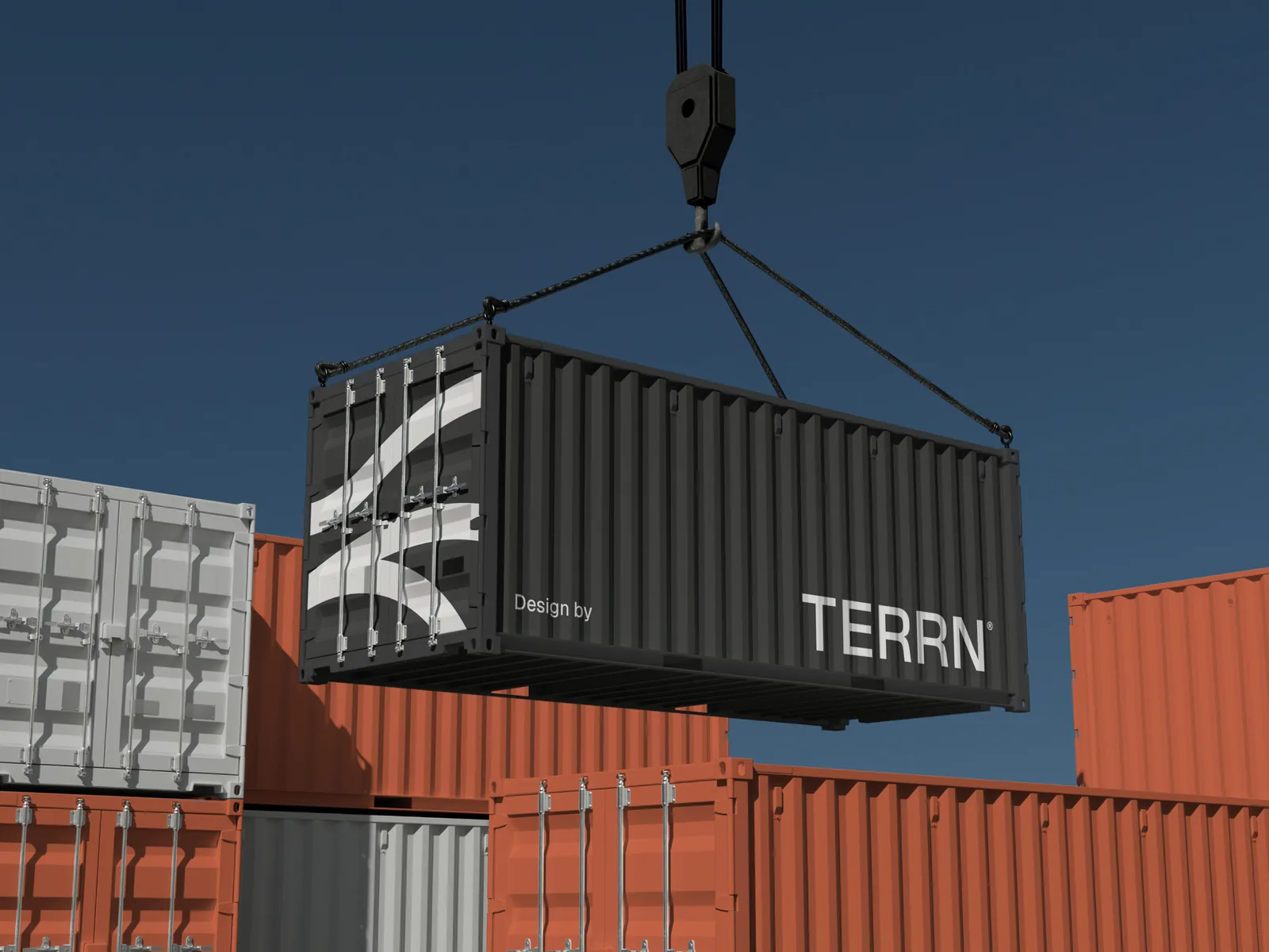 TERRN brand applied to an architectural container